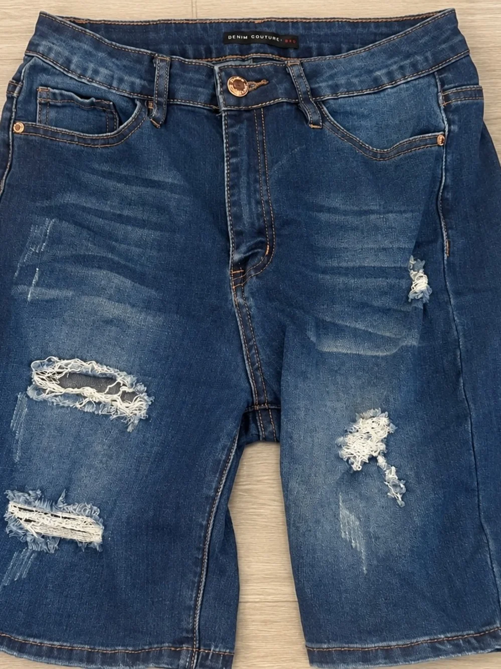 Men’s Distressed Blue Denim Shorts